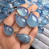 Aquamarine Pendant 925 Sterling Silver Clasp Crystal Jewelry Gift Women