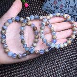 Natural Argentina Agate Bracelet Round Bead Crystal Reiki Healing Stone Jewelry