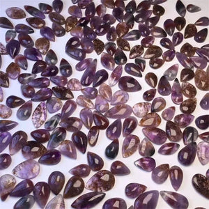 Fengbaowu Natural Aurora Purple Quartz Rutilated Water Drop Pendant