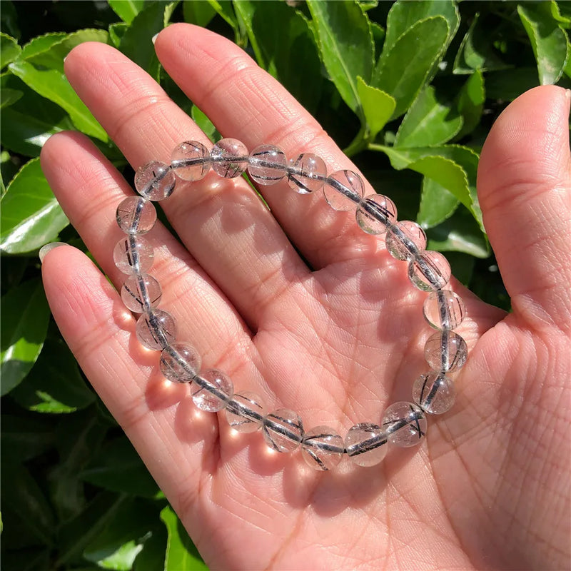 Rutilated Quartz Bracelet Crystal Healing Stone Jewelry