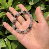 Natural Rutilated Quartz Tourmaline Bracelet Crystal Healing Stone