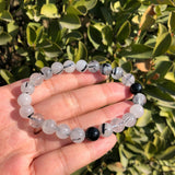 Natural Rutilated Quartz Tourmaline Bracelet Crystal Healing Stone
