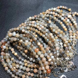 Fengbaowu Natural Skeletal Crystal Bracelet 925 Silver Healing Stone
