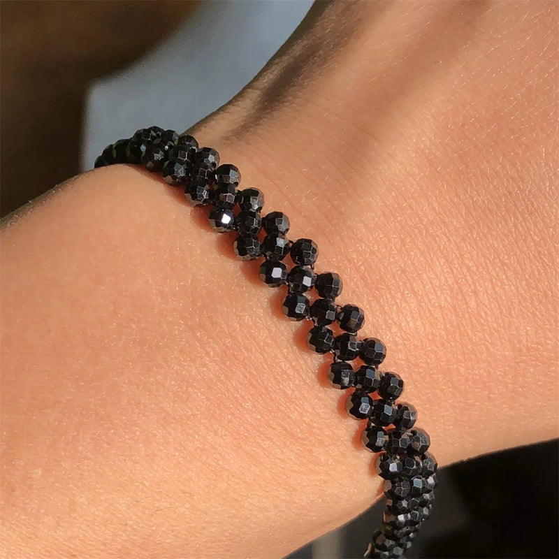 Natural Spinel Chain Bracelet Round Faceted Beads Crystal Reiki Healing Stone