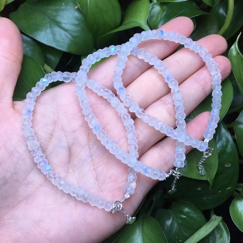 Moonstone Faceted Bead Chain Bracelet Crystal Healing Stone