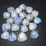 Natural Moonstone Heart Pendant 925 Silver Crystal Healing Stone Jewelry