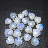 Natural Moonstone Heart Pendant 925 Silver Crystal Healing Stone Jewelry