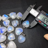Natural Moonstone Heart Pendant 925 Silver Crystal Healing Stone Jewelry