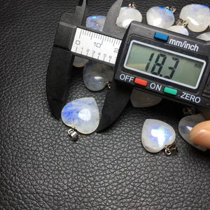 Natural Moonstone Heart Pendant 925 Silver Crystal Healing Stone Jewelry