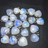 Natural Moonstone Heart Pendant 925 Silver Crystal Healing Stone Jewelry