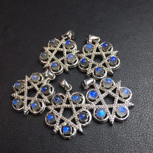 Moonstone Labradorite Star Pendant 925 Sterling Silver Jewelry