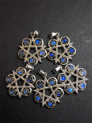 Moonstone Labradorite Star Pendant 925 Sterling Silver Jewelry
