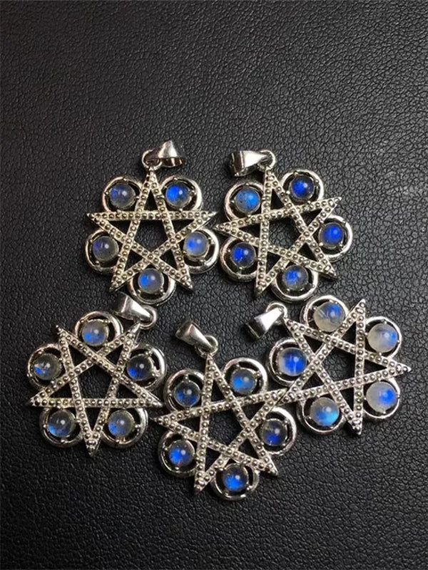 Moonstone Labradorite Star Pendant 925 Sterling Silver Jewelry