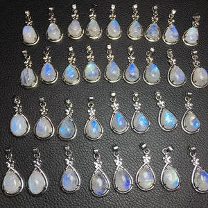 Moonstone Water Drop Pendant Crystal Quartz Healing Stone Jewelry