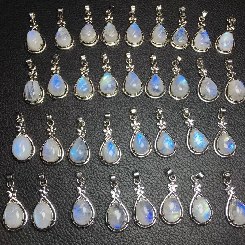 Moonstone Water Drop Pendant Crystal Quartz Healing Stone Jewelry