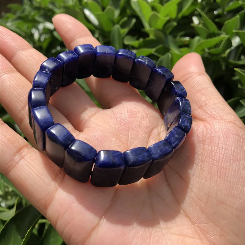 Fengbaowu Sodalite Bracelet Faceted Bead Bangle Crystal Quartz Healing Stone