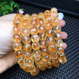Brazil Citrine Bracelet Faceted Round Beads Crystal Healing Stone Jewelry