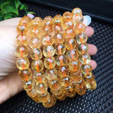Brazil Citrine Bracelet Faceted Round Beads Crystal Healing Stone Jewelry