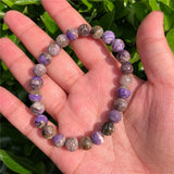 8mm Charoite Bracelet Natural Healing Stone Reiki Jewelry Gift
