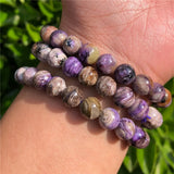 8mm Charoite Bracelet Natural Healing Stone Reiki Jewelry Gift