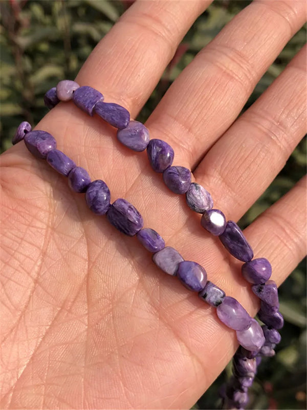Natural Charoite Chips Oval Shape Beads DIY Bracelet Earring Crystal Quartz