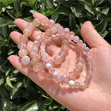 Natural Cherry Blossom Stone Bracelet Flower Agate Crystal Healing Women Jewelry