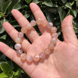 Natural Cherry Blossom Stone Bracelet Flower Agate Crystal Healing Women Jewelry