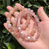 Natural Cherry Blossom Stone Bracelet Flower Agate Crystal Healing Women Jewelry