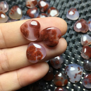 Natural Cinnabar Agate Heart Pendant Crystal Quartz Reiki Healing Stone