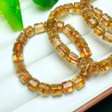 Natural Citrine Azeztulite Barrel Beads Bracelet Reiki Healing Stone