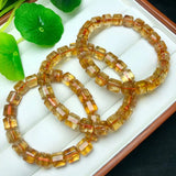 Natural Citrine Azeztulite Barrel Beads Bracelet Reiki Healing Stone