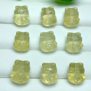 1 Pc Citrine Fortune Cat Jewelry for DIY Bracelet Pendant Earring