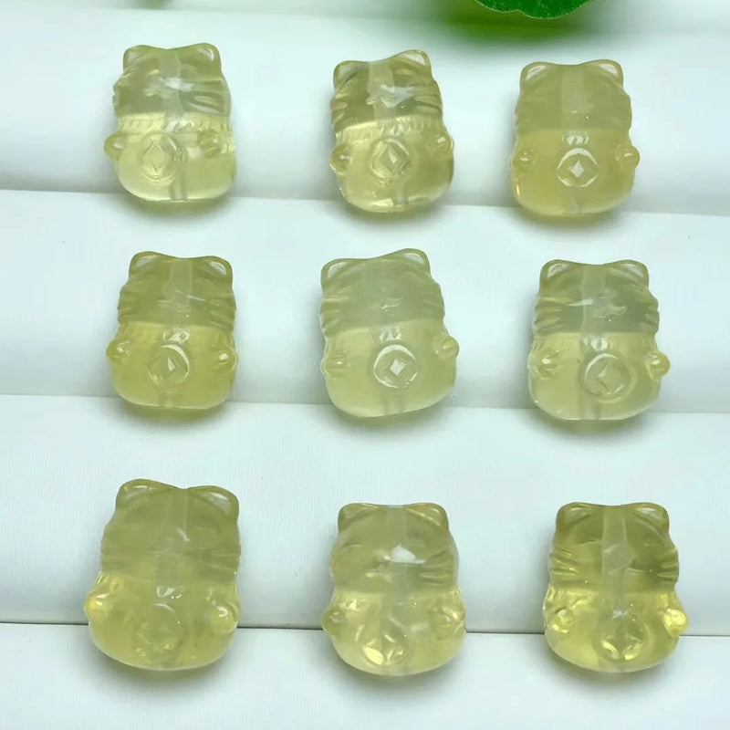1 Pc Citrine Fortune Cat Jewelry for DIY Bracelet Pendant Earring