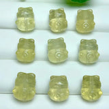 1 Pc Citrine Fortune Cat Jewelry for DIY Bracelet Pendant Earring
