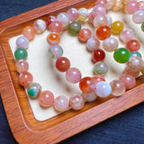 Colorful Cherry Blossom Stone Agate Bracelet Crystal Healing Women Gift