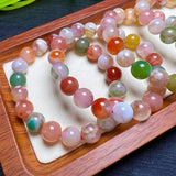Colorful Cherry Blossom Stone Agate Bracelet Crystal Healing Women Gift