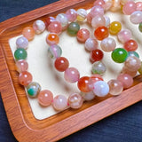 Colorful Cherry Blossom Stone Agate Bracelet Crystal Healing Women Gift