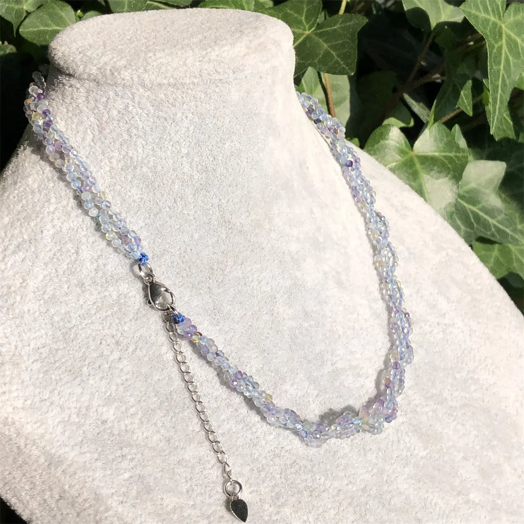 Fengbaowu Colorful Fluorite Necklace Crystal Healing Jewelry