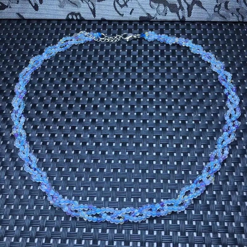 Fengbaowu Colorful Fluorite Necklace Crystal Healing Jewelry