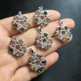 Natural Tourmaline Star Pendant 925 Silver Jewelry Gift