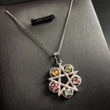Natural Tourmaline Star Pendant 925 Silver Jewelry Gift
