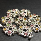 Natural Tourmaline Star Pendant 925 Silver Jewelry Gift