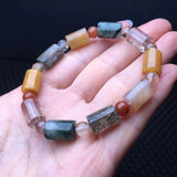 Natural Crystal Quartz Barrel Bead Bracelet Reiki Healing Stone Jewelry