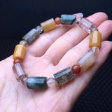 Natural Crystal Quartz Barrel Bead Bracelet Reiki Healing Stone Jewelry