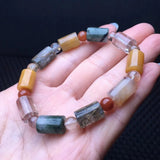 Natural Crystal Quartz Barrel Bead Bracelet Reiki Healing Stone Jewelry