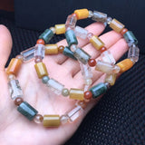 Natural Crystal Quartz Barrel Bead Bracelet Reiki Healing Stone Jewelry