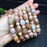 Natural Coral Jade Bracelet Irregular Faceted Bead Crystal Healing Stone Jewelry