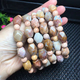 Natural Coral Jade Bracelet Irregular Faceted Bead Crystal Healing Stone Jewelry