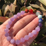 7 Chakras Charm Bracelet Natural Crystal Round Beads Healing Stone Women Jewelry