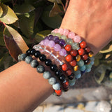 7 Chakras Charm Bracelet Natural Crystal Round Beads Healing Stone Women Jewelry
